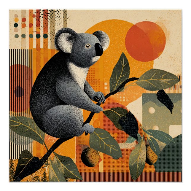 Poster Koala assis dans un arbre (Devant)