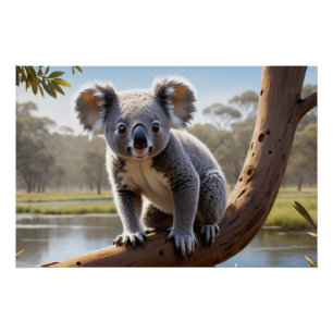 Poster Koala jeune par un lac