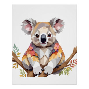 Poster Koala Jouer adorable animal amusant coloré Joyeux