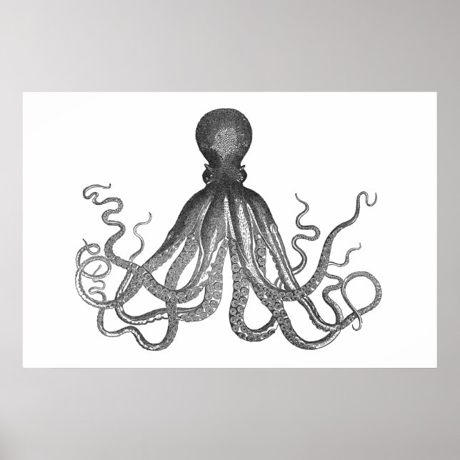 Poster Kraken - Black Giant Octopus / Cthulu (Devant)