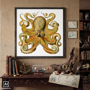Poster Kraken vintage, Pieuvre Gamochonia, Ernst Haeckel