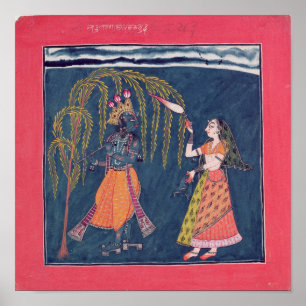 Poster Krishna jouant une flûte, de la "Vahula"