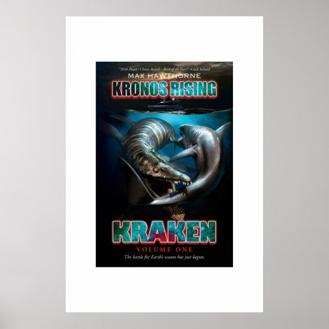 Poster Kronos Rising : Kraken vol. 1 Pliosaur VS Megalodo (Devant)