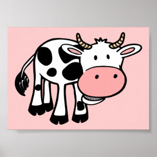 POSTER KROWA CUTE BÉBÉ VACHE AGRICULTURE ANIMAUX CARTOON 