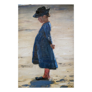 Poster Kroyer - Petite fille debout sur Skagen Beach