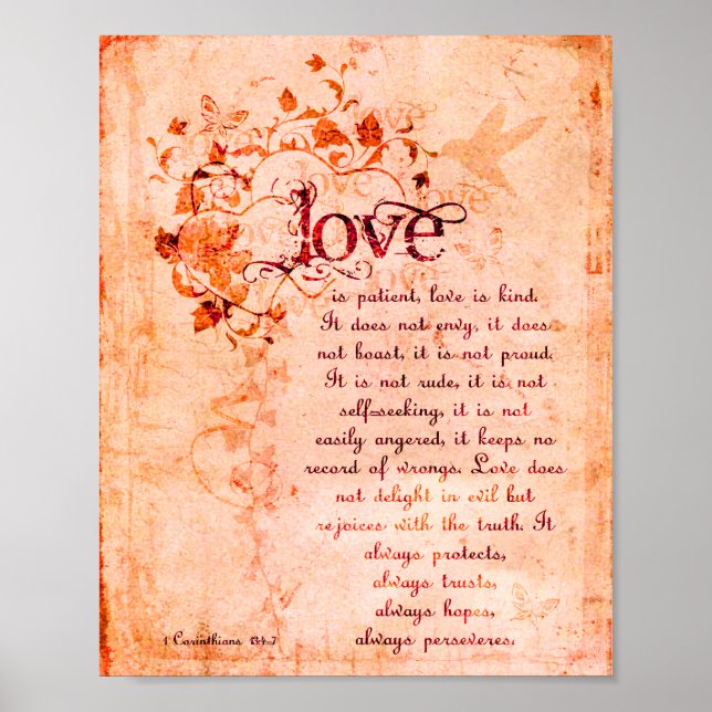 Poster KRW Love est Patient Corinthians Bible Citation Po (Devant)
