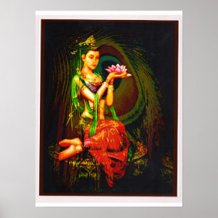 Poster Kuan Yin et la plume de paon
