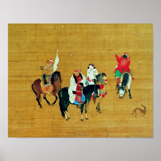Poster Kublai Khan  Hunting, Yuan dynasty (Devant)
