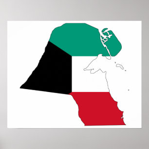 Poster Kuwait Flag Map