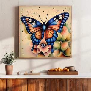 Poster La beauté du papillon de la nature Tranquille Vint