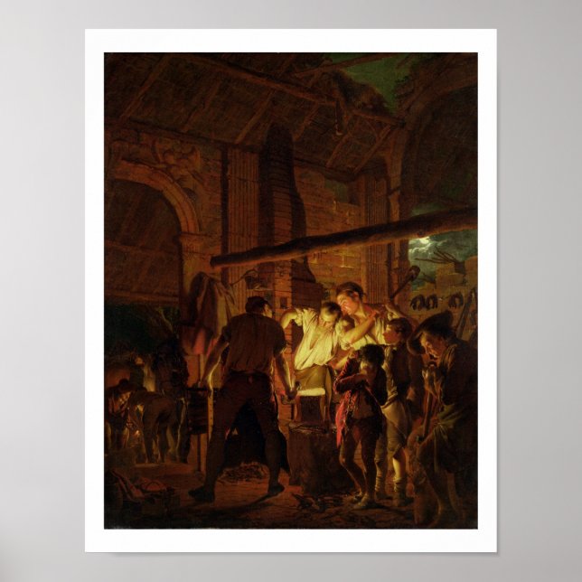 Poster La boutique de forgeron (huile sur toile) (Devant)