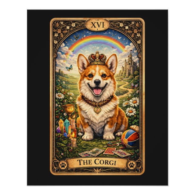 Poster La carte de tarot Corgi (Devant)