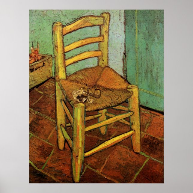 Poster La chaise de Vincent avec sa pipe par Vincent van  (Devant)