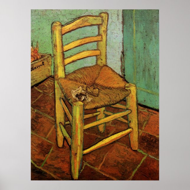 Poster La chaise de Vincent avec sa pipe par Vincent van  (Devant)