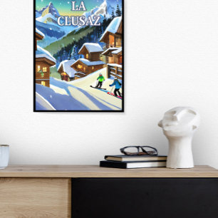 Poster La Clusaz : Éclat Enneigé, Charme Authentique