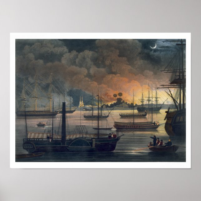 Poster La Conflagration de Dalla sur la rivière Rangoon,  (Devant)