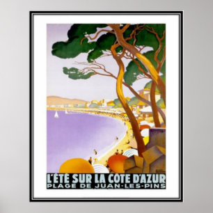 Poster La Côte d'Azur vintage, France -