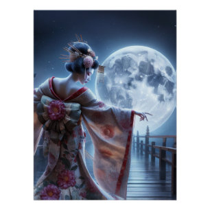 Poster La danse de la geisha à la lune