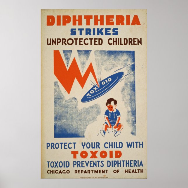 Poster La dipthérie frappe les enfants non protégés Vinta (Devant)