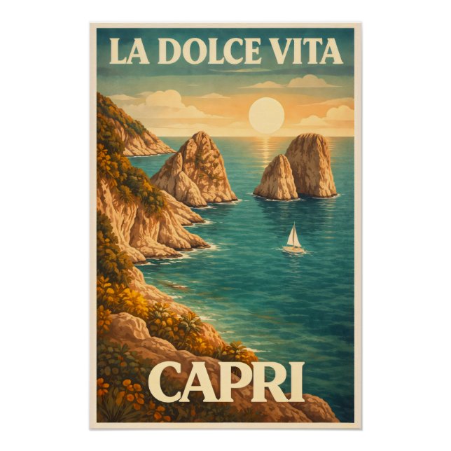 Poster La Dolce Vita Capri Vintage Travel (Devant)
