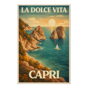 Poster La Dolce Vita Capri Voyages Vintage