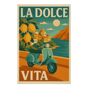 Poster La Dolce Vita - Retro L'affiche de voyage de la cô
