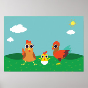 Poster La famille du poulet à l'heure du jour