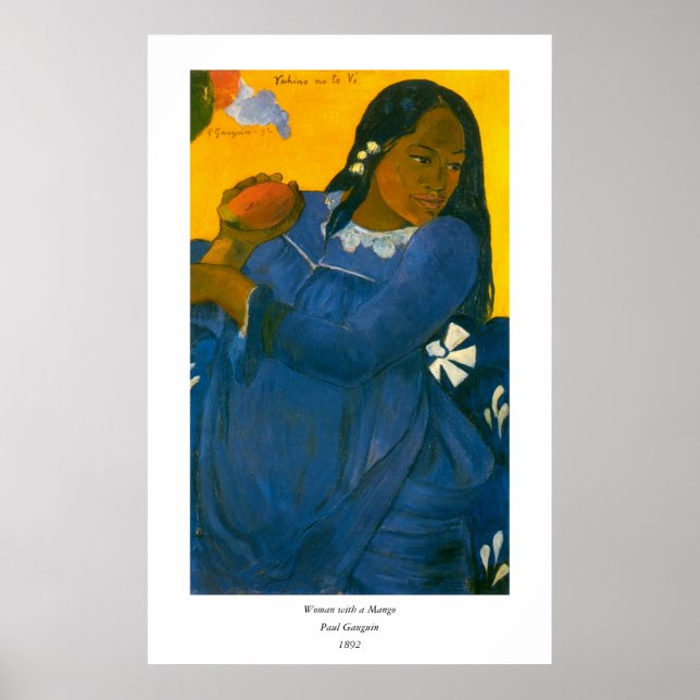 Poster La femme de Paul Gauguin avec un mangue (1892) (Devant)