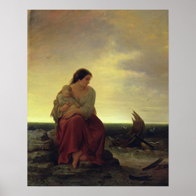 Poster La femme de pêcheur en deuil sur la plage (Devant)