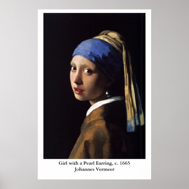 Poster La fille de Johannes Vermeer avec une oreille perl (Devant)