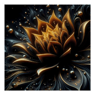 Poster La floraison dorée dans les profondeurs du crépusc