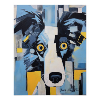 Poster La frontière Portrait de chien Collie 003 - Sable 