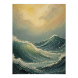 Poster La fureur de l'océan à l'aube