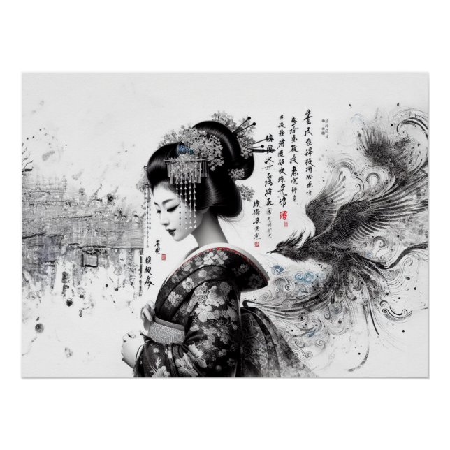 Poster La geisha en encre noire (Devant)