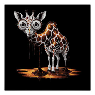 Poster La girafe qui fond Design d'art surréaliste drôle