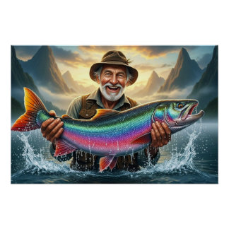 Poster La grosse prise de pêche du pêcheur
