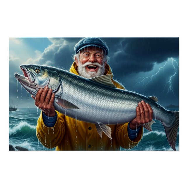 Poster La grosse prise de poisson du pêcheur Océan  (Devant)