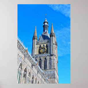 Poster La Halle aux draps d'Ypres par une belle journée d