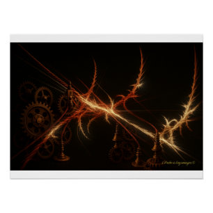 Poster La Harpe Fulgurante – Artefact Steampunk Lumineux