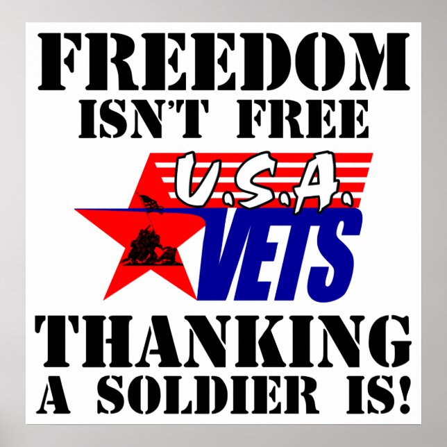 Poster La liberté n'est pas libre : Merci à un soldat ! (Devant)