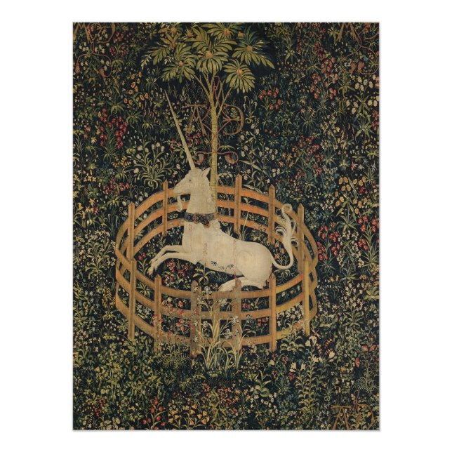 Poster La licorne en captivité, Tapisserie médiévale (Devant)