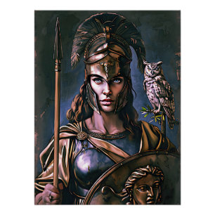 Poster "La loyauté farouche d'Athéna" Portrait coloré