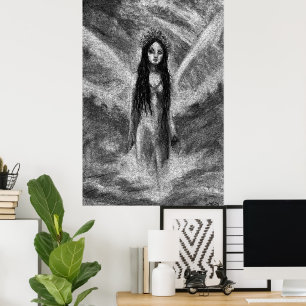 Poster La Luna Dark Angel Fairy Femme Goth Art Fantastiqu