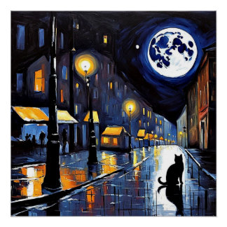 Poster La Lune et Le Chat
