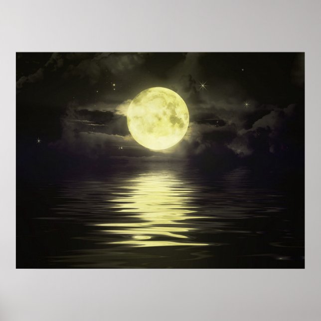Poster La Lune réfléchissant sur l'eau (Devant)