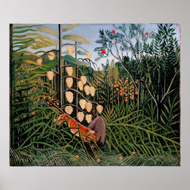 Poster La lutte de Rousseau entre Tiger et Bull (1909) (Devant)