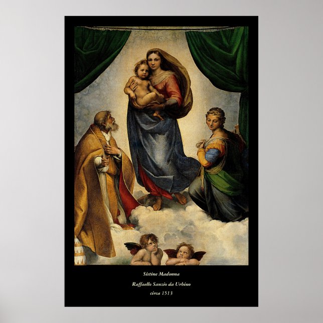 Poster La "Madone Sixtine" Classique de Raphael (environ  (Devant)