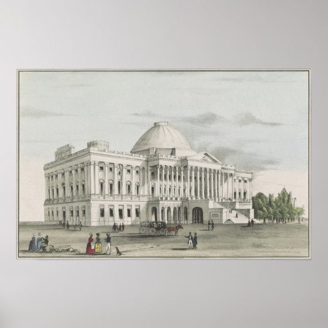 Poster La Maison Blanche, Capitole à Washington Lithograp (Devant)