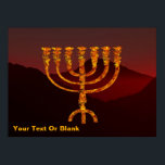 Poster La Ménorah de Moshe<br><div class="desc">Une représentation de la menorah (chandelier) à sept branches faite par les Israélites après l'Exode d'Égypte. Personnalisez en ajoutant votre propre texte.</div>