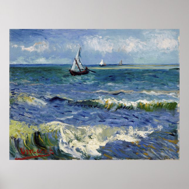 Poster La mer à Saintes Maries - Vincent Van Gogh (Devant)